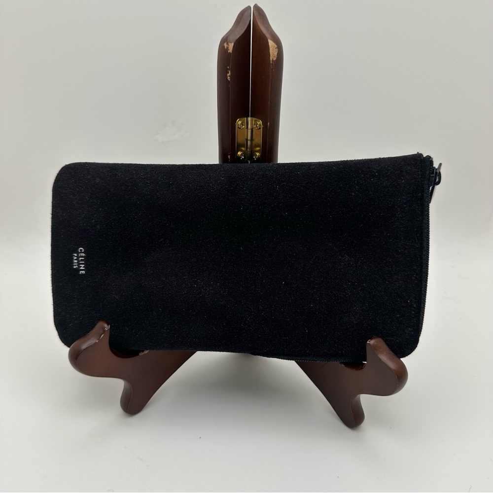 CELINE Paris Authentic Suede Leather Sunglass Case Black 7.5x4”